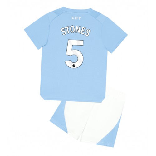 Dětský fotbalový dres Manchester City John Stones #5 2023-24 Domácí Krátký Rukáv (+ trenýrky)